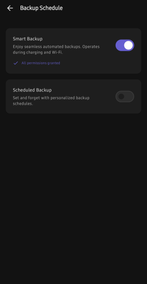 schedule, Smart and Manual Backup