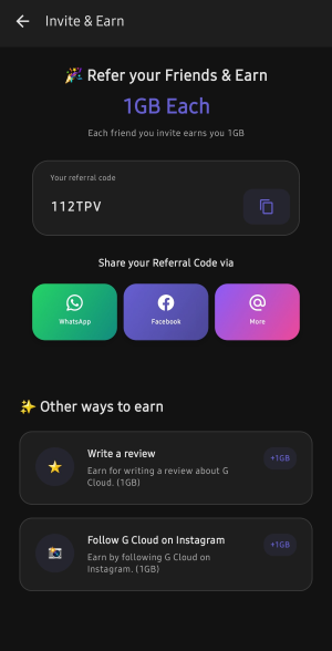 Refer and Earn with G Cloud