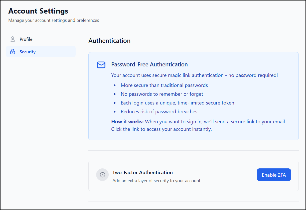 Account Security Settings